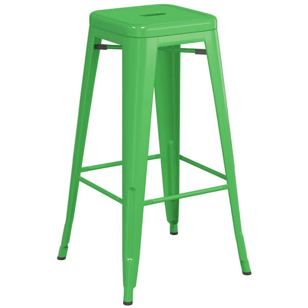 Wholesale ๐ LT&S Alloy Series Lancaster Table & Seating Alloy Series Green Stackable Metal Indoor / Outdoor Industrial Barstool With Drain Hole Seat โญ - Image 2