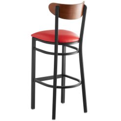 Discount ❤️ LT&S Boomerang Series Lancaster Table & Seating Boomerang Bar Height Black Chair With Red Vinyl Seat And Antique Walnut Back ✔️ -Lancaster Shop unnamed file 1372