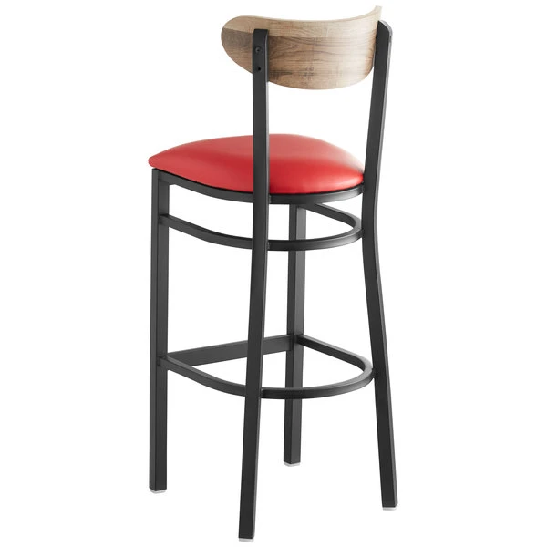 Top 10 ๐งจ LT&S Boomerang Series Lancaster Table & Seating Boomerang Bar Height Black Chair With Red Vinyl Seat And Driftwood Back ๐งจ - Image 3