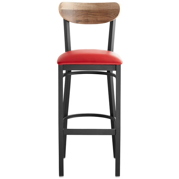 Top 10 ๐งจ LT&S Boomerang Series Lancaster Table & Seating Boomerang Bar Height Black Chair With Red Vinyl Seat And Driftwood Back ๐งจ - Image 4