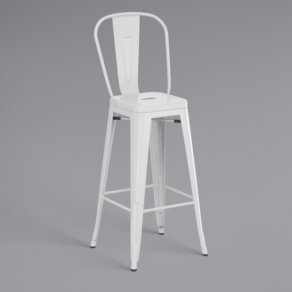 Top 10 ???? LT&S Alloy Series Lancaster Table & Seating Alloy Series White Metal Indoor / Outdoor Industrial Cafe Barstool With Vertical Slat Back And Drain Hole Seat ???? 4 Top 10 ???? LT&S Alloy Series Lancaster Table & Seating Alloy Series White Metal Indoor / Outdoor Industrial Cafe Barstool With Vertical Slat Back And Drain Hole Seat ???? - Image 2
