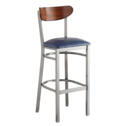 Flash Sale ???? LT&S Boomerang Series Lancaster Table & Seating Boomerang Bar Height Clear ???? Coat Chair With Navy Vinyl Seat And Antique Walnut Back ???? -Lancaster Shop unnamed file 1407