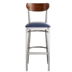 Flash Sale ???? LT&S Boomerang Series Lancaster Table & Seating Boomerang Bar Height Clear ???? Coat Chair With Navy Vinyl Seat And Antique Walnut Back ???? -Lancaster Shop unnamed file 1409