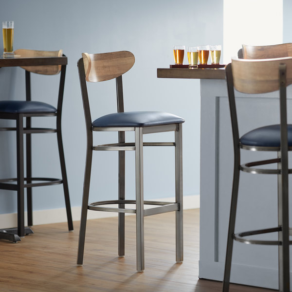 Lancaster Table & Seating Boomerang Bar Height Clear Coat Chair with Navy Vinyl Seat and Driftwood Back Deals ???? LT&S Boomerang Series Lancaster Table & Seating Boomerang Bar Height Clear ???? Coat Chair With Navy Vinyl Seat And Driftwood Back ???? -Lancaster Shop unnamed file 1410