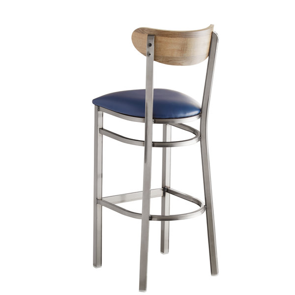 Lancaster Table & Seating Boomerang Bar Height Clear Coat Chair with Navy Vinyl Seat and Driftwood Back Deals ???? LT&S Boomerang Series Lancaster Table & Seating Boomerang Bar Height Clear ???? Coat Chair With Navy Vinyl Seat And Driftwood Back ???? -Lancaster Shop unnamed file 1412