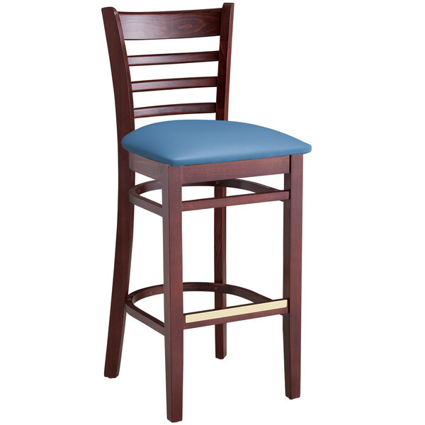 Lancaster Table & Seating Mahogany Finish Wooden Ladder Back Bar Height Chair with Blue Padded Seat Buy ???? Lancaster Table & Seating Mahogany Finish Wooden Ladder Back Bar Height Chair With Blue Padded Seat ❤️ -Lancaster Shop unnamed file 1429