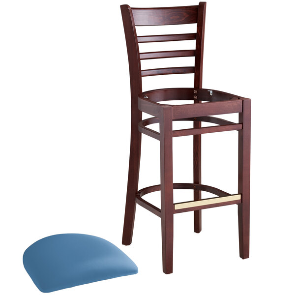 Lancaster Table & Seating Mahogany Finish Wooden Ladder Back Bar Height Chair with Blue Padded Seat Buy ???? Lancaster Table & Seating Mahogany Finish Wooden Ladder Back Bar Height Chair With Blue Padded Seat ❤️ -Lancaster Shop unnamed file 1431