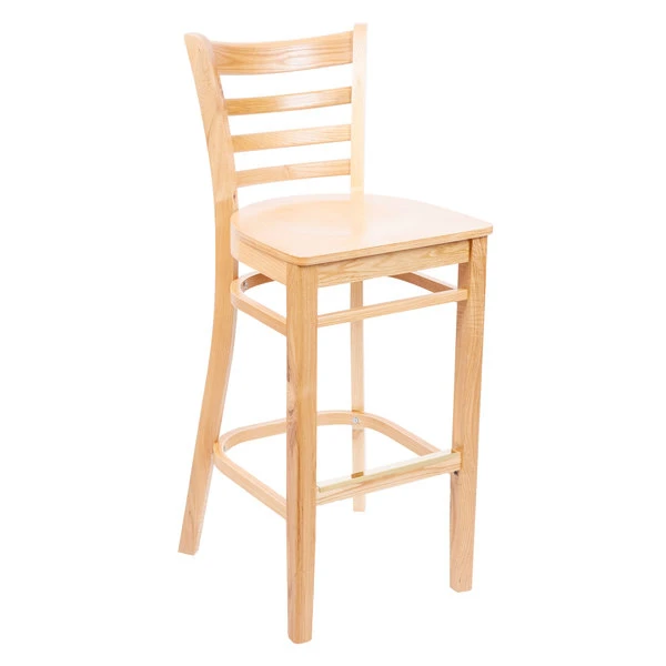 Brand new 🎁 Lancaster Table & Seating Natural Finish Wooden Ladder Back Bar Height Chair 🔔 - Image 2