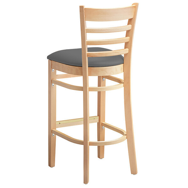 Lancaster Table & Seating Natural Finish Wooden Ladder Back Bar Height Chair with Dark Gray Padded Seat Cheapest ???? Lancaster Table & Seating Natural Finish Wooden Ladder Back Bar Height Chair With Dark Gray Padded Seat ???? -Lancaster Shop unnamed file 1442