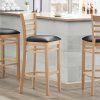 Discount ⌛ Lancaster Table & Seating Natural Ladder Back Bar Height Chair With Black Padded Seat ????