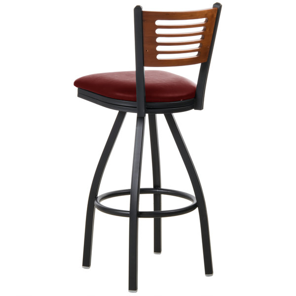 Best deal ???? BFM Seating 2151SBUV-CHSB Espy Sand Black Metal Bar Height Chair With Cherry Wooden Back And 2" Burgundy Vinyl Swivel Seat ???? 4 Best deal ???? BFM Seating 2151SBUV-CHSB Espy Sand Black Metal Bar Height Chair With Cherry Wooden Back And 2" Burgundy Vinyl Swivel Seat ???? - Image 2