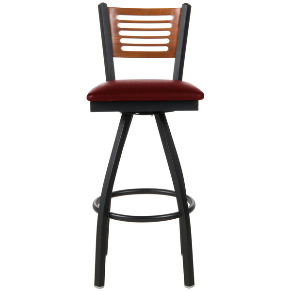 Best deal ???? BFM Seating 2151SBUV-CHSB Espy Sand Black Metal Bar Height Chair With Cherry Wooden Back And 2" Burgundy Vinyl Swivel Seat ???? 5 Best deal ???? BFM Seating 2151SBUV-CHSB Espy Sand Black Metal Bar Height Chair With Cherry Wooden Back And 2" Burgundy Vinyl Swivel Seat ???? - Image 3