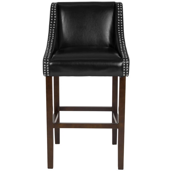 Flash Sale 🎁 Flash Furniture CH-182020-30-BK-GG Carmel Series Black Leather Bar Stool With Walnut Frame And Nail Trim Accent 😀 - Image 3
