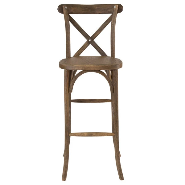 Discount 🌟 Flash Furniture XA-X-BAR-GO-BC-GG Hercules Dark Antique Wood Stackable Cross Back Barstool With Cushion ✔️ - Image 3