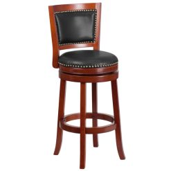 Buy ???? Flash Furniture TA-355530-DC-GG Dark Cherry Wood Bar Height Panel Back Stool With Walnut Leather Swivel Seat ⌛