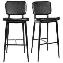 Flash Sale ✨ Flash Furniture Kenzie Black LeatherSoft Mid-Back Barstool - 2/Pack ????