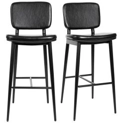 Flash Sale ✨ Flash Furniture Kenzie Black LeatherSoft Mid-Back Barstool - 2/Pack 🎉