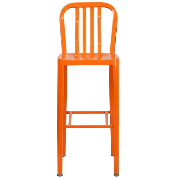 Cheapest 🎉 Flash Furniture CH-61200-30-OR-GG 30" Orange Metal Indoor / Outdoor Bar Height Stool With Vertical Slat Back 🔥 - Image 3