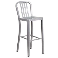 Top 10 🤩 Flash Furniture CH-61200-30-SIL-GG 30" Silver Metal Indoor / Outdoor Bar Height Stool With Vertical Slat Back 🔔