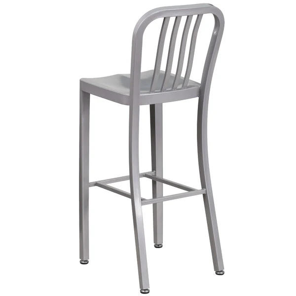 Top 10 🤩 Flash Furniture CH-61200-30-SIL-GG 30" Silver Metal Indoor / Outdoor Bar Height Stool With Vertical Slat Back 🔔 - Image 2