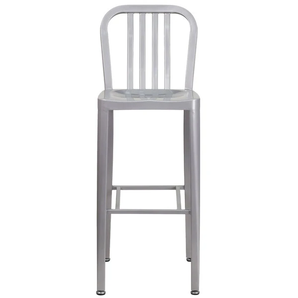 Top 10 🤩 Flash Furniture CH-61200-30-SIL-GG 30" Silver Metal Indoor / Outdoor Bar Height Stool With Vertical Slat Back 🔔 - Image 3