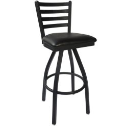 New ???? BFM Seating 2160SBLV-SB Lima Sand Black Steel Bar Height Chair With 2" Black Vinyl Swivel Seat ????
