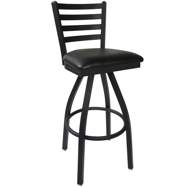 New 💯 BFM Seating 2160SBLV-SB Lima Sand Black Steel Bar Height Chair With 2" Black Vinyl Swivel Seat 🥰