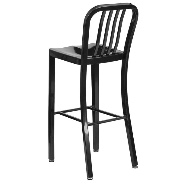 Coupon ✨ Flash Furniture CH-61200-30-BK-GG 30" Black Metal Indoor / Outdoor Bar Height Stool With Vertical Slat Back ❤️ - Image 2