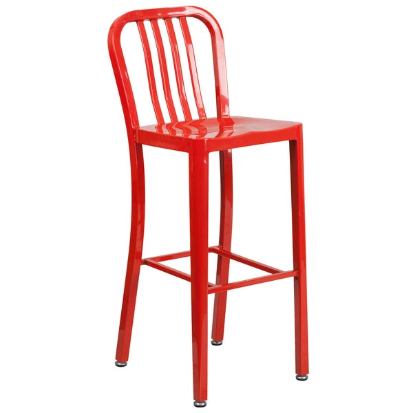 Cheap ⌛ Flash Furniture CH-61200-30-RED-GG 30" Red Metal Indoor / Outdoor Bar Height Stool With Vertical Slat Back ✔️