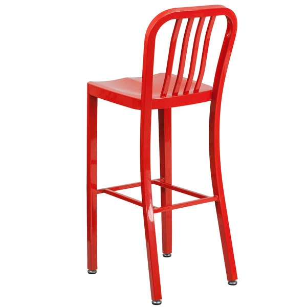Cheap ⌛ Flash Furniture CH-61200-30-RED-GG 30" Red Metal Indoor / Outdoor Bar Height Stool With Vertical Slat Back ✔️ - Image 2