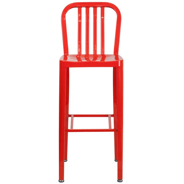 Cheap ⌛ Flash Furniture CH-61200-30-RED-GG 30" Red Metal Indoor / Outdoor Bar Height Stool With Vertical Slat Back ✔️ - Image 3