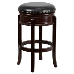 Discount ⌛ Flash Furniture TA-68829-CA-GG Cappuccino Wood Bar Height Stool With Black Leather Swivel Seat ????