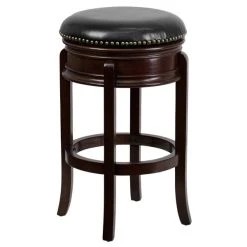 Discount ⌛ Flash Furniture TA-68829-CA-GG Cappuccino Wood Bar Height Stool With Black Leather Swivel Seat 💯