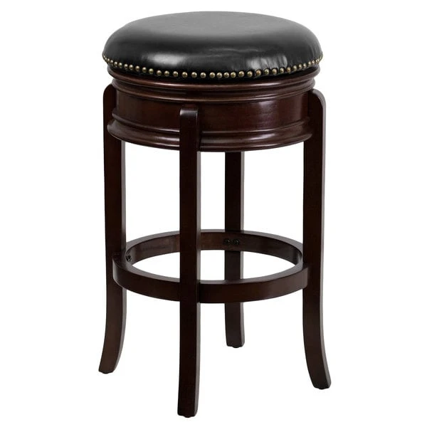 Discount โ Flash Furniture TA-68829-CA-GG Cappuccino Wood Bar Height Stool With Black Leather Swivel Seat ๐ฏ