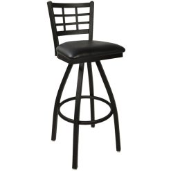 Brand new ⭐ BFM Seating 2163SBLV-SB Marietta Sand Black Steel Bar Height Chair With 2" Black Vinyl Swivel Seat ????