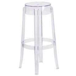 Flash Sale ???? Flash Furniture FH-118-APC2-GG Transparent Polycarbonate Outdoor / Indoor Bar Height Stackable Stool With Drain Hole Seat ✔️