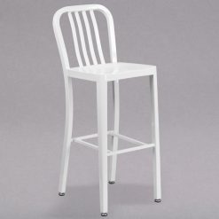 Budget ???? Flash Furniture CH-61200-30-WH-GG 30" White Metal Indoor / Outdoor Bar Height Stool With Vertical Slat Back ????