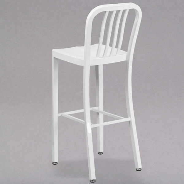 Budget 🛒 Flash Furniture CH-61200-30-WH-GG 30" White Metal Indoor / Outdoor Bar Height Stool With Vertical Slat Back 👍 - Image 2