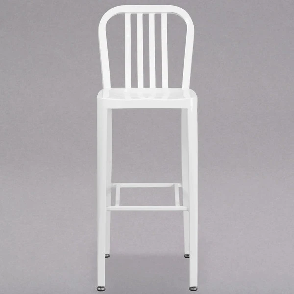 Budget 🛒 Flash Furniture CH-61200-30-WH-GG 30" White Metal Indoor / Outdoor Bar Height Stool With Vertical Slat Back 👍 - Image 3