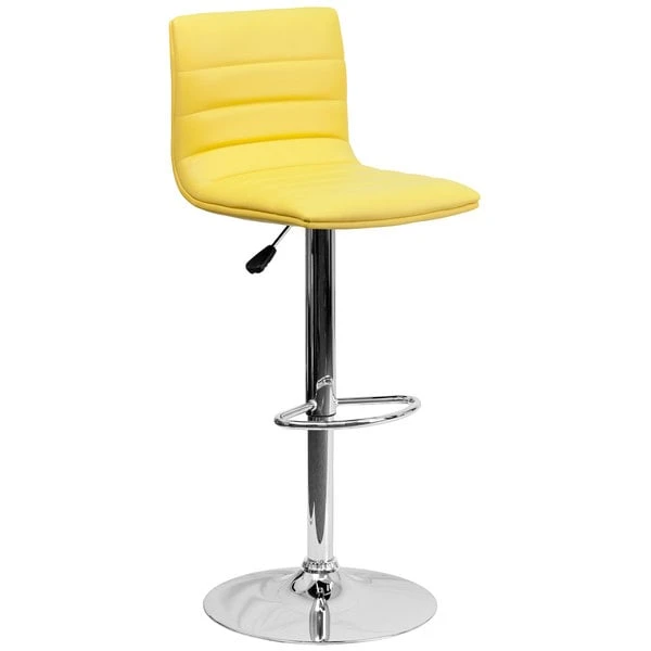 Best Sale ๐งจ Flash Furniture CH-92023-1-YEL-GG Yellow Vinyl Contemporary Adjustable Height Barstool ๐