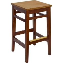 Top 10 🛒 BFM Seating Stockton Dark Walnut Beechwood Square Backless Barstool With Autumn Ash Seat 🤩