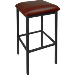 Outlet ❤️ BFM Seating 2510BBUV-SB Trent Sand Black Steel Barstool With 2" Burgundy Vinyl Seat ✔️