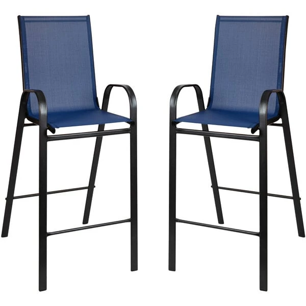 Promo ๐ Flash Furniture Brazos Series Navy Stackable Outdoor Flex Comfort Barstool With Steel Frame - 2/Pack โจ