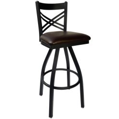 Flash Sale ???? BFM Seating 2130SDBV-SB Akrin Metal Barstool With 2" Dark Brown Vinyl Swivel Seat ????