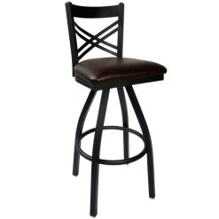 Flash Sale 🎁 BFM Seating 2130SDBV-SB Akrin Metal Barstool With 2" Dark Brown Vinyl Swivel Seat 🌟