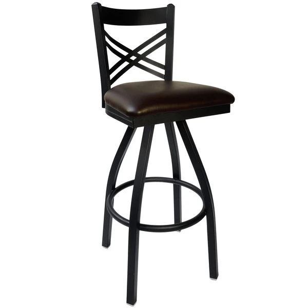 Flash Sale ๐ BFM Seating 2130SDBV-SB Akrin Metal Barstool With 2" Dark Brown Vinyl Swivel Seat ๐