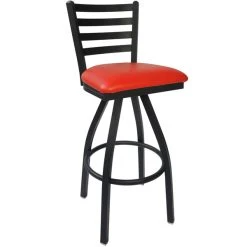 Wholesale ⭐ BFM Seating 2160SRDV-SB Lima Sand Black Steel Bar Height Chair With 2" Red Vinyl Swivel Seat 🧨