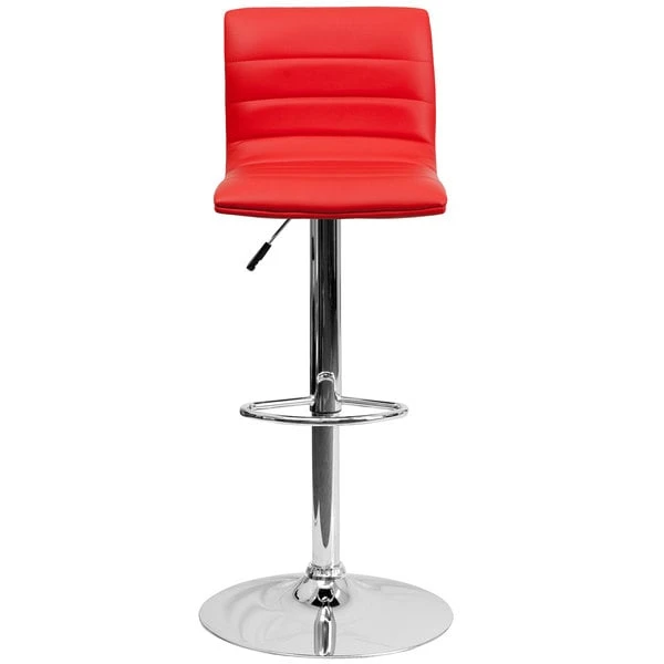 Coupon ๐ฅฐ Flash Furniture CH-92023-1-RED-GG Red Vinyl Contemporary Adjustable Height Barstool ๐ - Image 3
