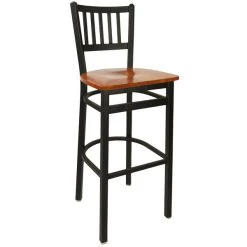 Buy 💯 BFM Seating 2090BCHW-SB Troy Sand Black Metal Bar Height Chair With Cherry Seat ⌛