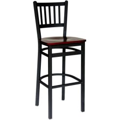 Outlet ???? BFM Seating 2090BMHW-SB Troy Sand Black Metal Bar Height Chair With Mahogany Seat ????